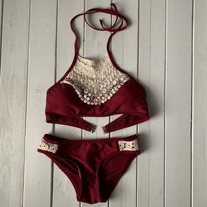 👙Burgundy 2pc Bathing Suit - Size S